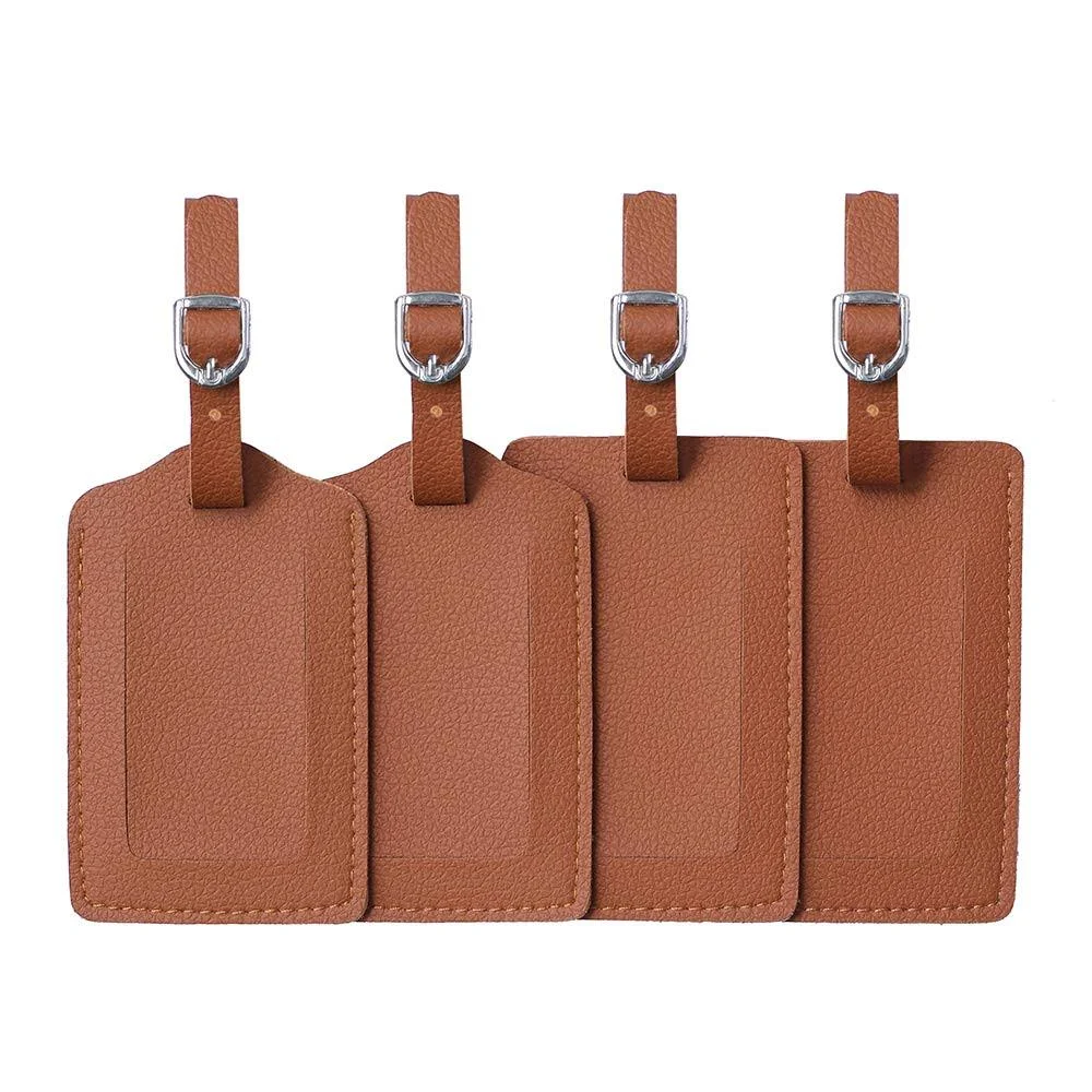 Leather Luggage Tags 4 Pack Bag Suitcase Labels