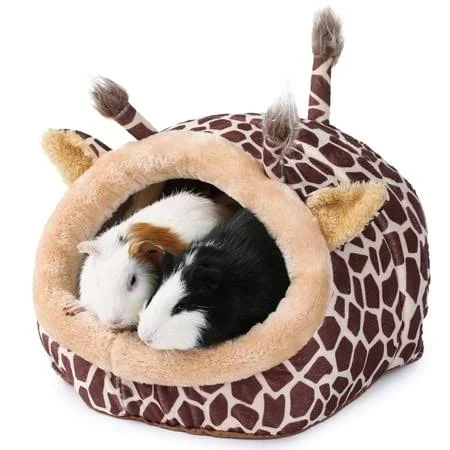 JanYoo Bunny Bed Guinea Pig Hideout Huts Accessories Habitat Tunnel for House, Size: XL, Brown