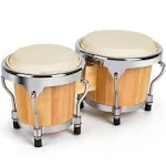  Bongo Drums 4” and 5” for Kids Beginners，Bong<wbr/>os Drum Set Raw Goatskin Natural 