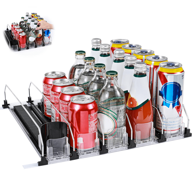 Soda Can Organizer For Fridge Selfpushing Drink Holder For Refrigerator Adjustab