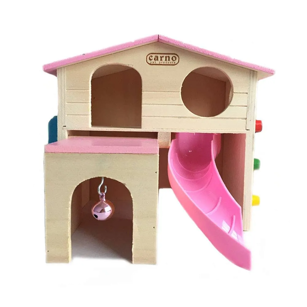 kathson Pet Small Animal Hideout Hamster House with Funny Climbing Ladder Slide ...