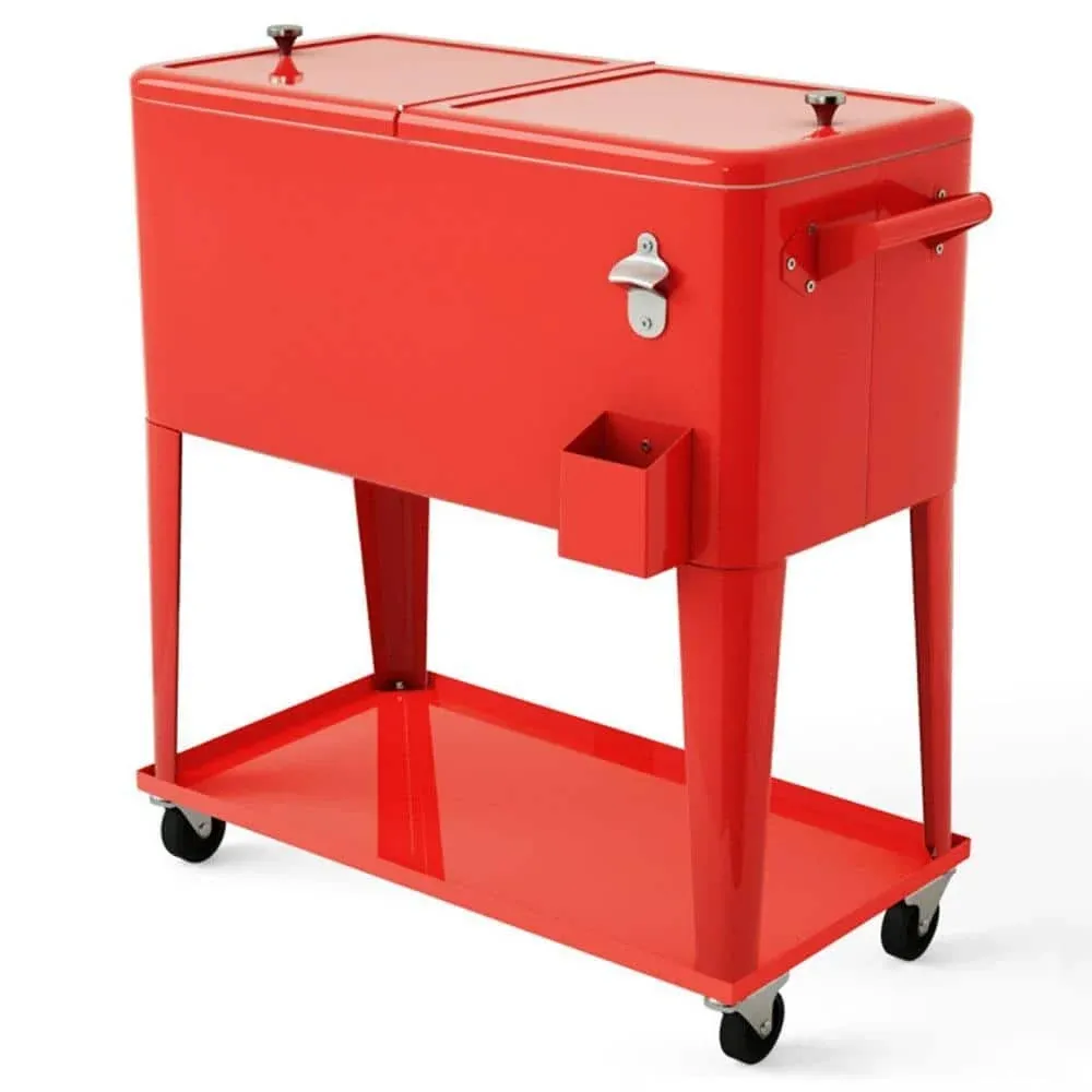 Costway 80-quart Cooler Beer Cart Outdoor Entertaining Rolling Party