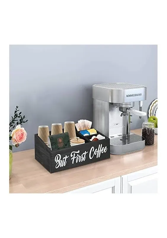 PICKKROSS Coffee Station Organizer for Countertop, Coffee Bar Accessories Organizer, Coffee Bar Decor, Coffee Pods Holder Storage Basket for Coffee Capsule Pods, Paper Cups, Coffee Station