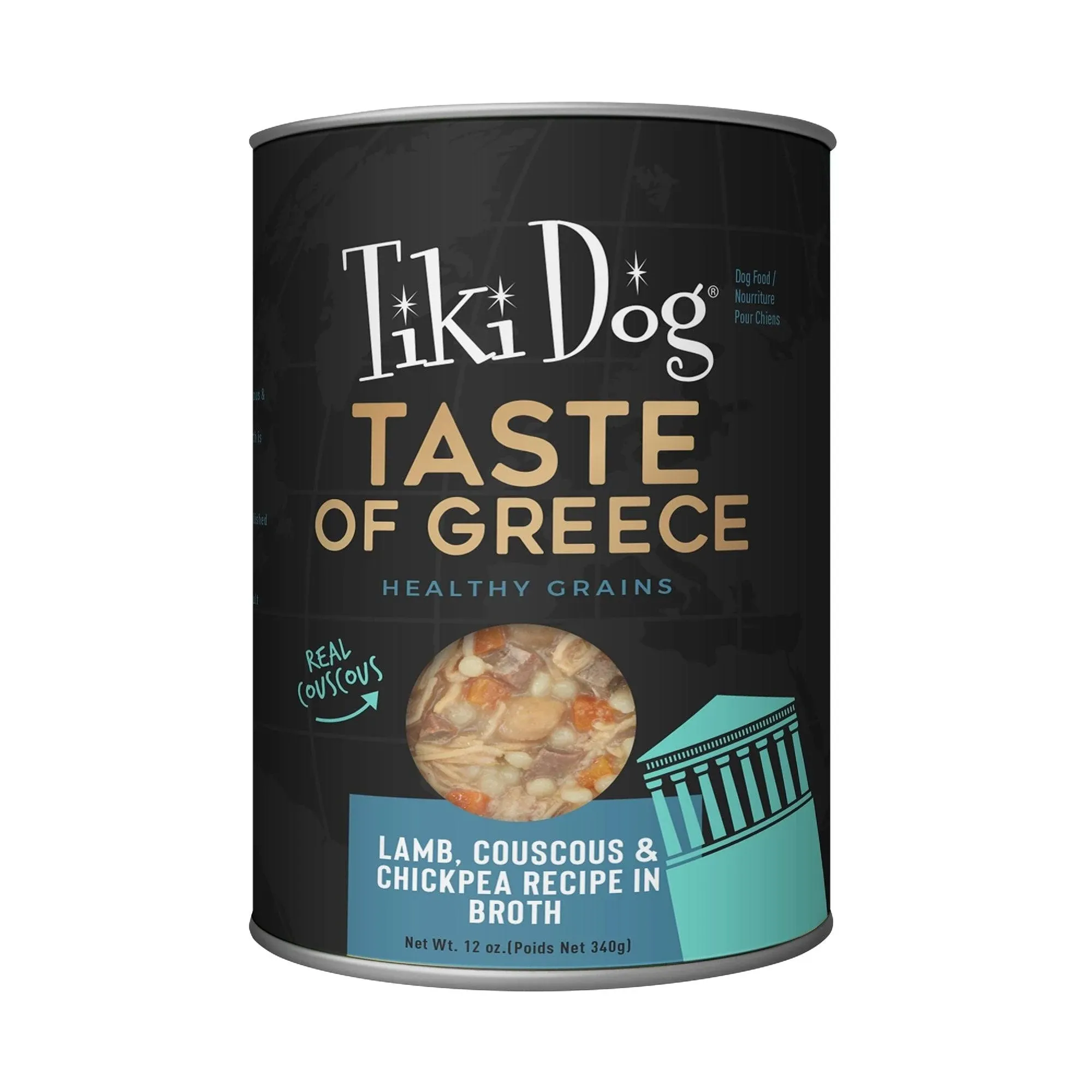 Tiki Dog Taste of Greece Lamb, Couscous & Chickpea Recipe in Broth Wet Dog Food, 12 oz., Case of 8