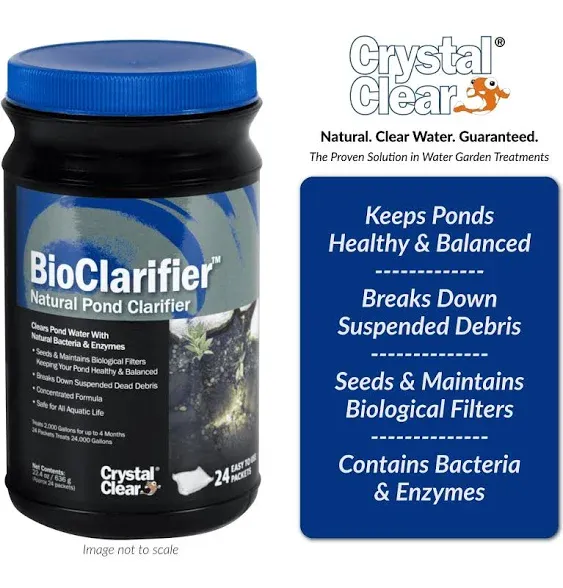 CrystalClear BioClarifier Small Pond & Water Garden Clarifier & Cleaner, Cloudy Water Beneficial Microbe Treatment, Fish, Plant & Pet Safe, 96 Packets