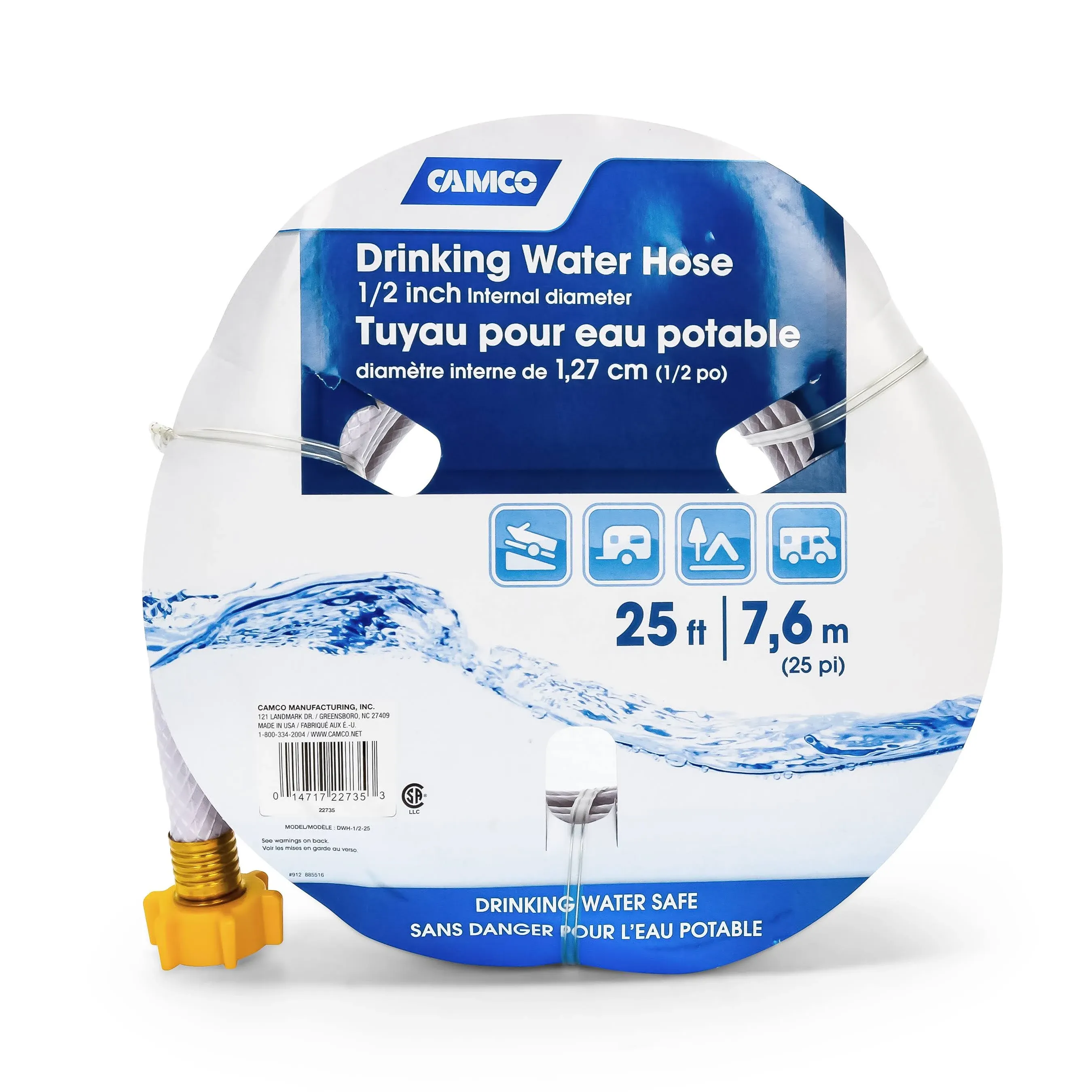 25&#039; TastePURE RV Drinking Water Hose,White,Lea<wbr/>d-Free,BPA-Fre<wbr/>e,Phthalate-Fr<wbr/>ee PVC