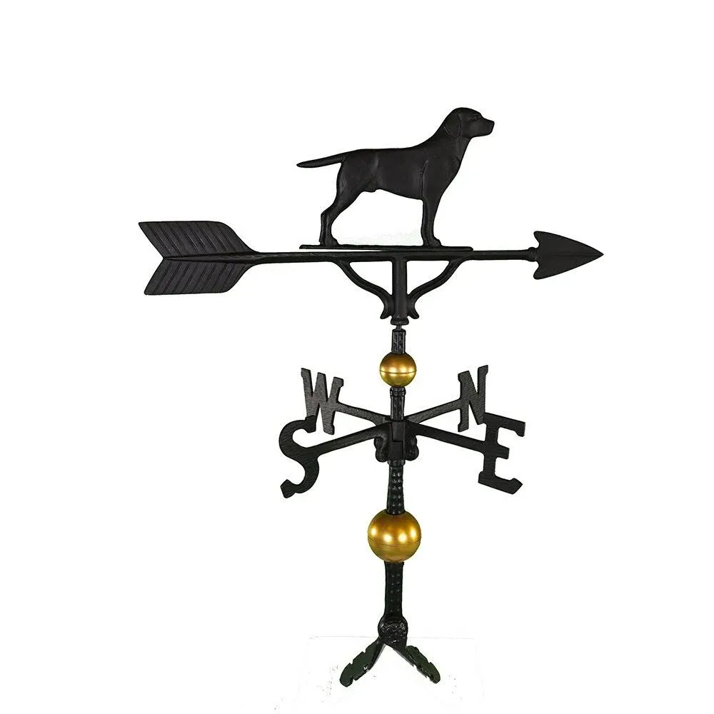 Montague Metal Products 32-Inch Deluxe Weathervane with Satin Black Retriever Ornament