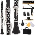 Mendini by Cecilio B Flat Beginner Clarinet with 2 Barrels Case Stan