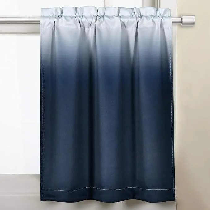 SeeGlee Ombre Blackout Waterproof Short Curtain Tier for Kitchen - 24 inch Length ...