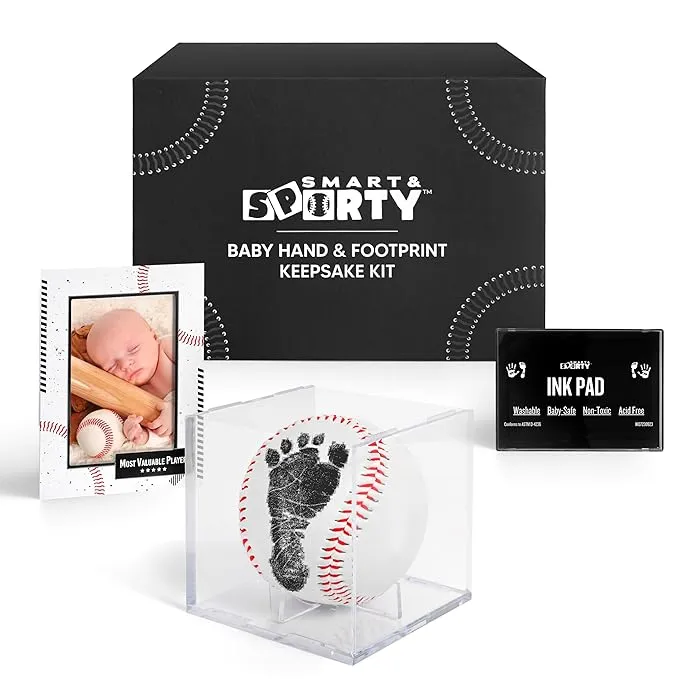 Baseball Hand and Footprint Kit - Baseball Handprint Kit with Ink and Case - A Kit To Make Your Ultimate Handprint Keepsake - Great Gift