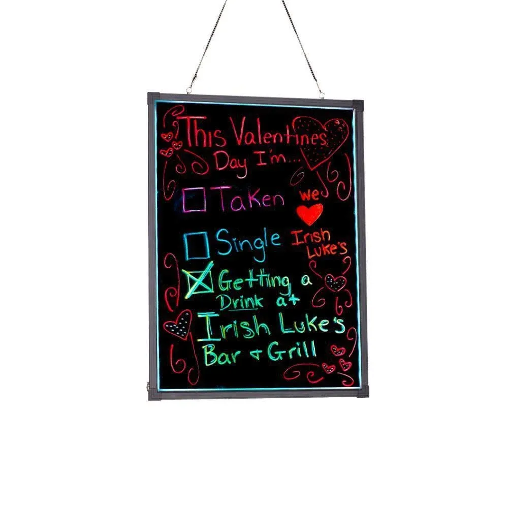 Alpine 495-03 LED Illuminated Hanging Message Writing Board 20" x 28"