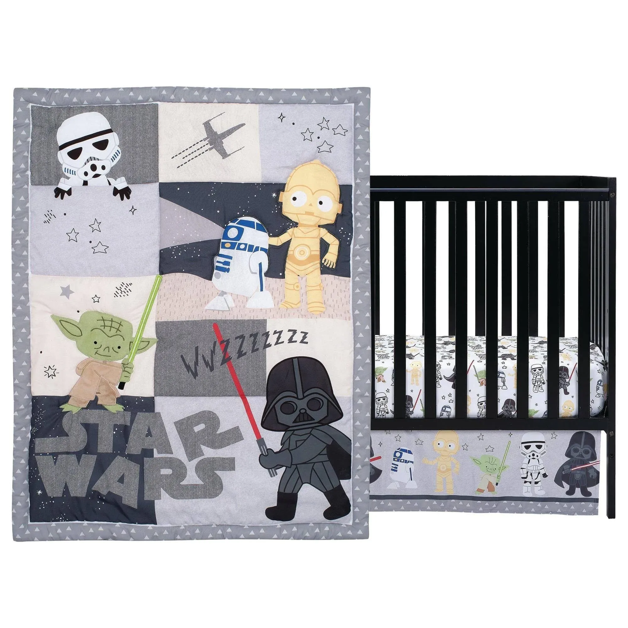 Star Wars Classic 3-Piece Baby Crib Bedding Set - Yoda/Darth Vader - Lambs & Ivy