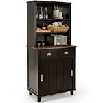 Giantexus Giantex Buffet Hutch Storage Cabinet, Kitchen Pantry with 2 Drawers, Brown