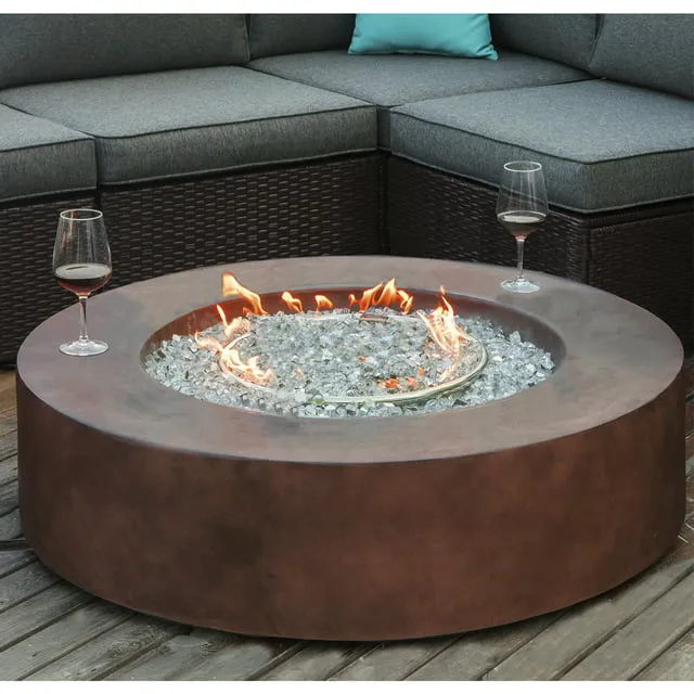 COSIEST Outdoor Propane Fire Pit Coffee Table with Bronze Round Base Patio Heater