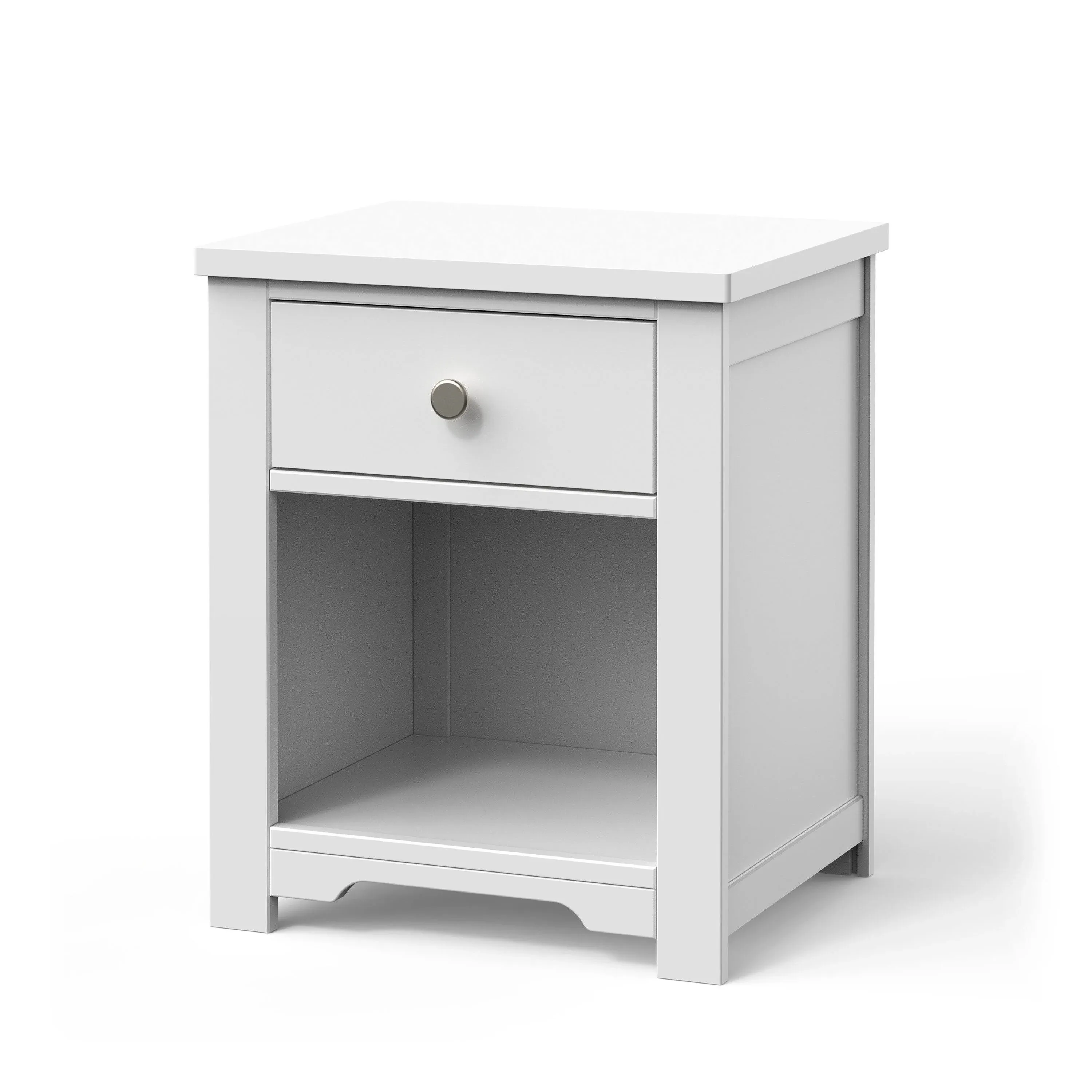 Harmony Wood Nightstand with Drawer and Shelf (Matte White)