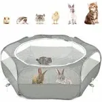 Pawaboo Small Animals Playpen, Waterproof Small Pet Cage Tent with Large Breathable Cover, Pop-up & Foldable Indoor/Outdoor Fence for Kitten/Puppy/Guinea Pig/Rabbits/Hamster/Hedgehogs, Avocado Green