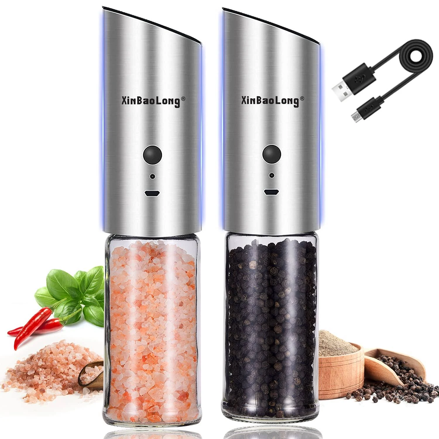 Most Popular Kitchen GadgetsUSB Rechargeable Salt and Pepper Grinder SetPeppe...