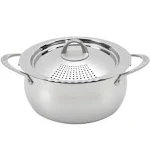 Bialetti Oval 6 Quart Multi-Pot with Strainer Lid, Whole Pasta, Corn, Lobster, Stainless Steel