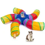 Egetota Cat Tunnel for Indoor Cats Large with Play Ball S-Shape 5 Way Collapsible Interactive Peek Hole Pet Tube Toys