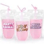 Guess Who Sippers - 16 Drink Pouches - Bachelorette Party Supplies & Decoration - Drink Pouch - xo, Fetti