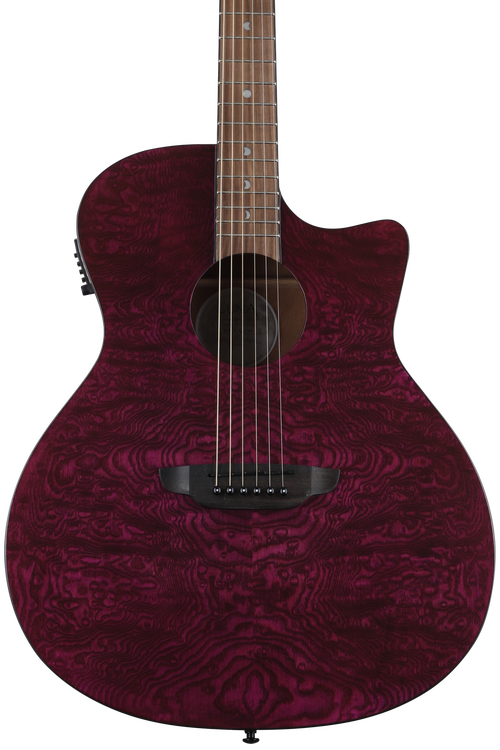 Luna Gypsy Quilted Ash Acoustic-electric Guitar - Transparent Purple