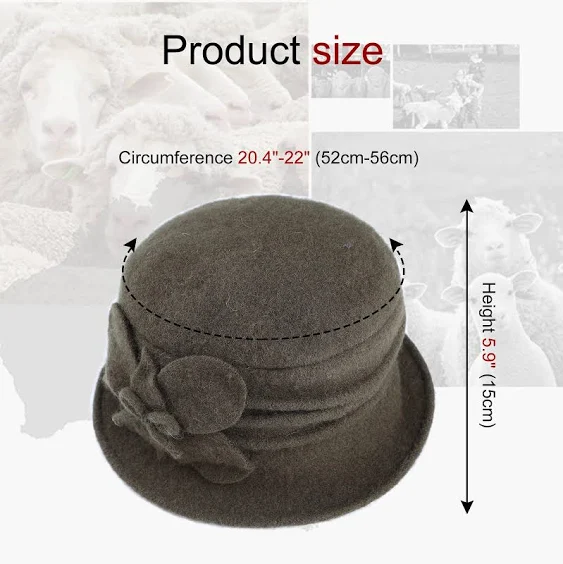 Sumolux Women Beret Hat French Vintage Floral Wool Dress Cloche Classic Winter Hat 1920s