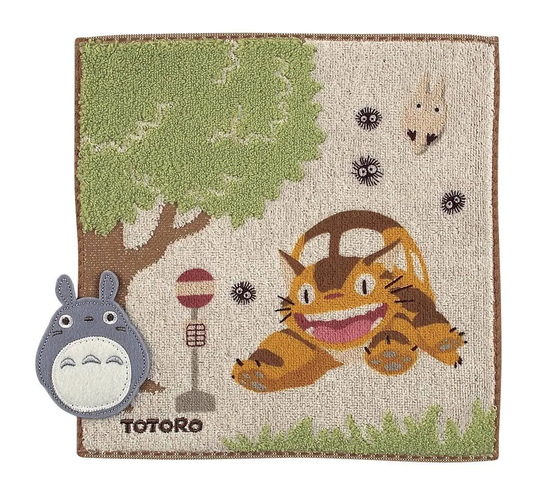 Marushin My Neighbor Totoro Totoro at Catbus Station Mini Towel - Official Studio Ghibli Merchandise, 23×２３㎝