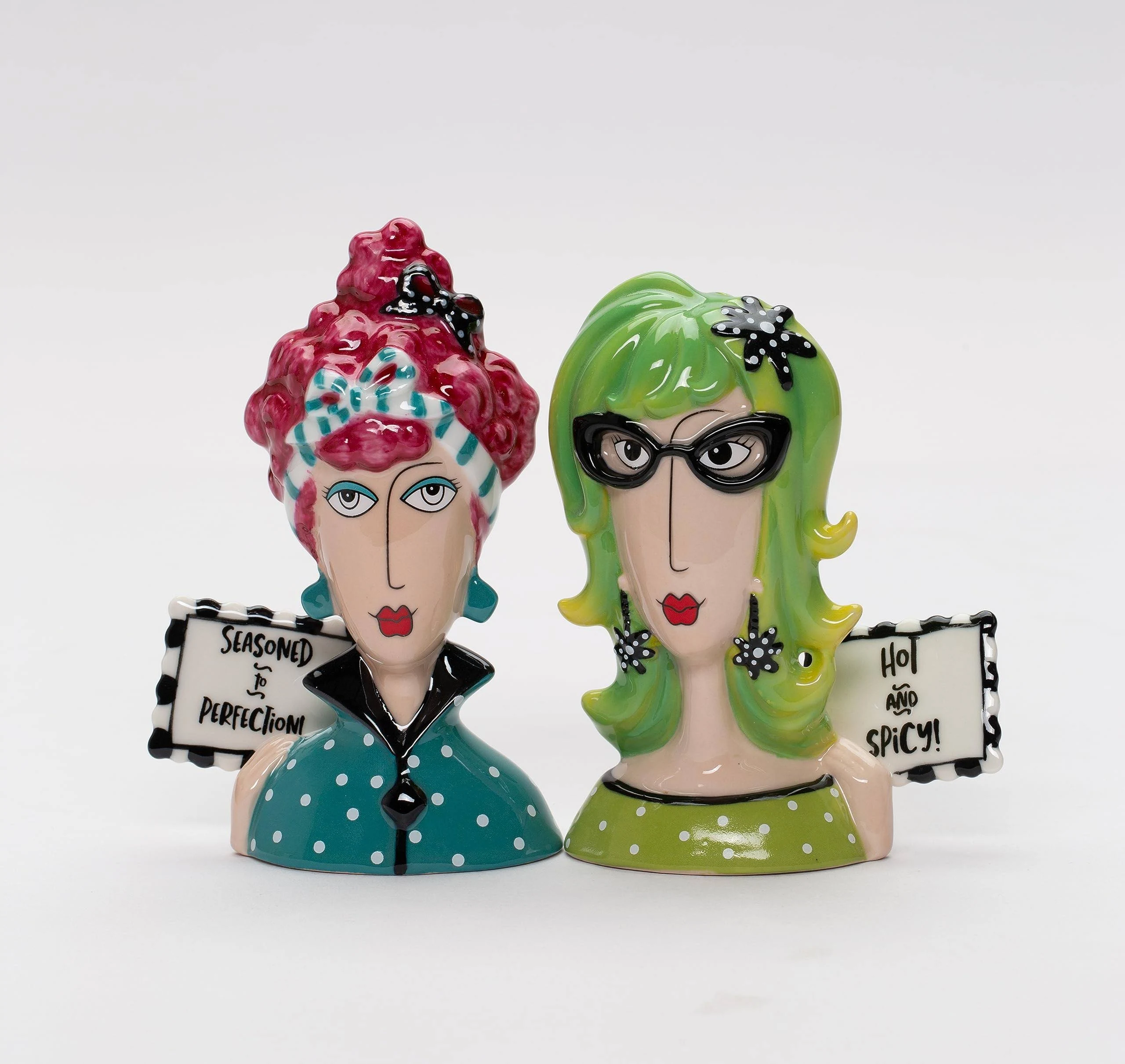 61873 Dollymama Lady Perfection-Spicey Salt and Pepper Shaker, Green