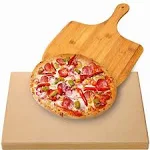 Augosta AUGOSTA Pizza Stone for Oven and Grill, Free Pizza Scraper (Not Included Pizza Peel Paddle), Durable and Safe Baking Stone for Grill (16" x 14" + Pizza Scraper)