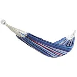 Bliss Hammocks BH-400W5CA 40" Wide Hammock w/Hand-Woven Rope Loops & Hanging Ropes, Outdoor, Patio, Backyard Durable, Cotton and Polyester Blend, 220 Lbs Capacity, Patriotic Stripe