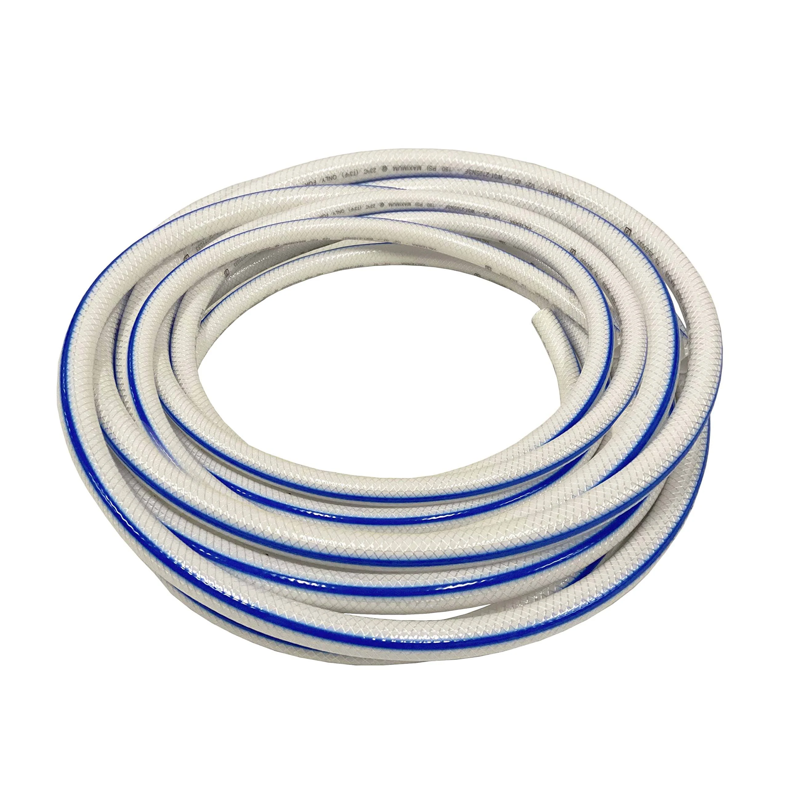 1/2" ID x 5/8" OD Heavy Duty Braided PVC Tubing Reinforced Hose, Non-Toxic for RV Fresh Water (10 feet)