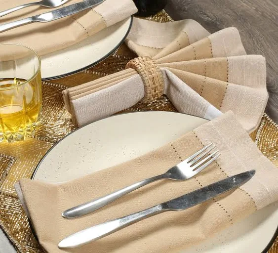 Cloth Napkin in Cotton 20x20 Double Hemstitched Lt Beige,Wedding Napkins,Cocktails Napkins,Cotton Fabric Napkins Mitered Corners & Generous Hem,Machine Washable Dinner Napkins Hemstitched,Set of 6