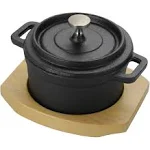 Mini Cast Iron Casserole Dish 0.3 Quart with Wooden Base Campton Gibson Home