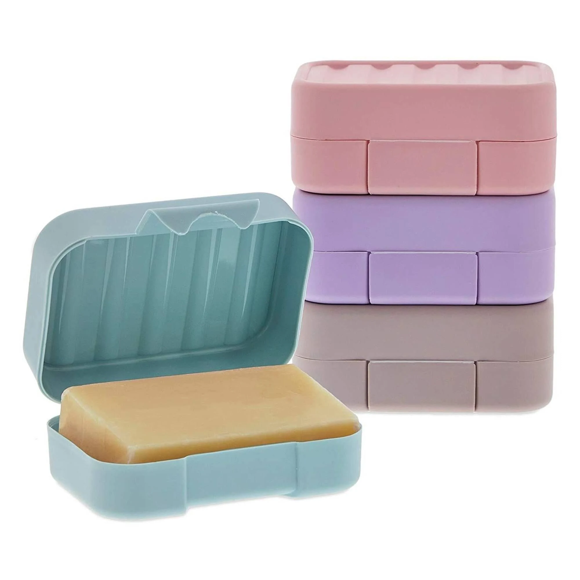 Okuna Outpost 4-Pack Soap Holder Travel Cases, Plastic Portable Soap Saver Set ...