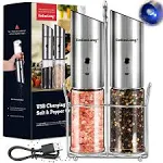 2PC Electric Salt Pepper Grinder Mill Shakers Set Adjustable Stainless Steel Set