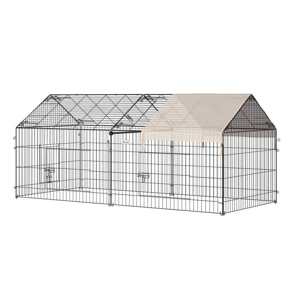 PawHut 7.2' Small Animal Playpen with Cover, Multifunctional Metal Pet Exercise Pen Large Metal Chicken Coop, Outdoor Bunny Pen, Easy to Store & Set-up, Green