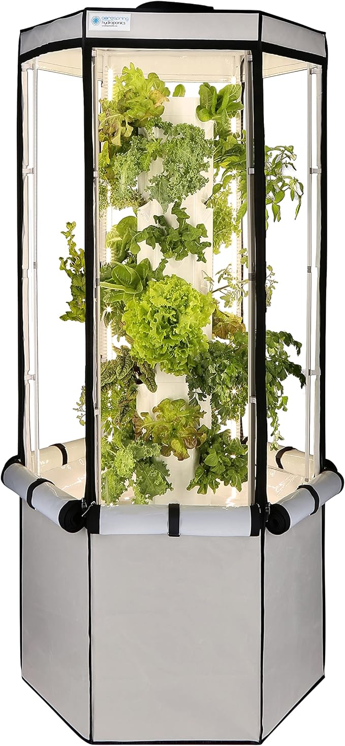 Aerospring 27-Plant Vertical Hydroponics Indoor Growing System 2.0 - Patented Vertical Hydroponic Kit for Indoor Gardening - Grow Tent, LED Grow