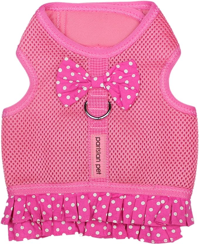 Parisian Pet Polka Dot Dog Harness Dress - Pink - Small