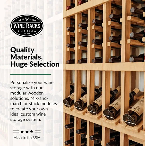 Wine Racks America, 20 Bottle Premium Wood Wine Rack with Display Top, Easy Assembly, Modular Freestanding Wine Rack or Wall Mounted Wine Rack, Handcrafted in USA, Pine (Unstained)