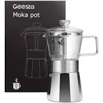 Premium Crystal Glass-Top Stovetop Espresso Moka Pot - 9 Cup - Coffee Maker, 360