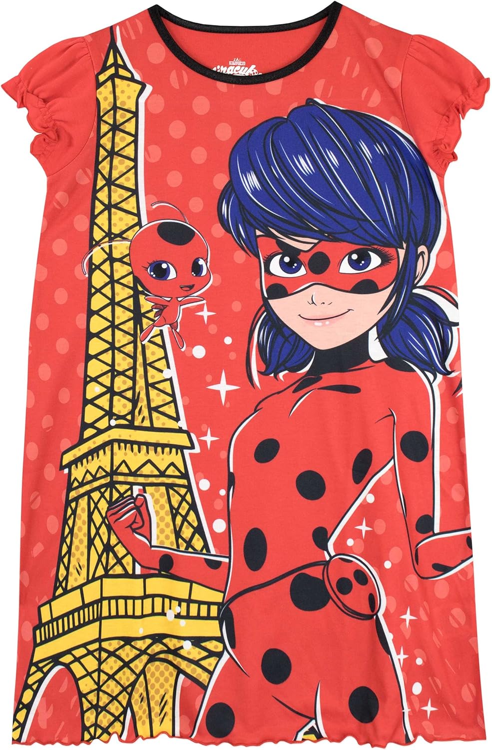 Miraculous Ladybug Nightgown | Polka Dot Girls Nightgown | Tikki Girls' Nightgowns & Sleep Shirts | Sizes 5 To 12, Red