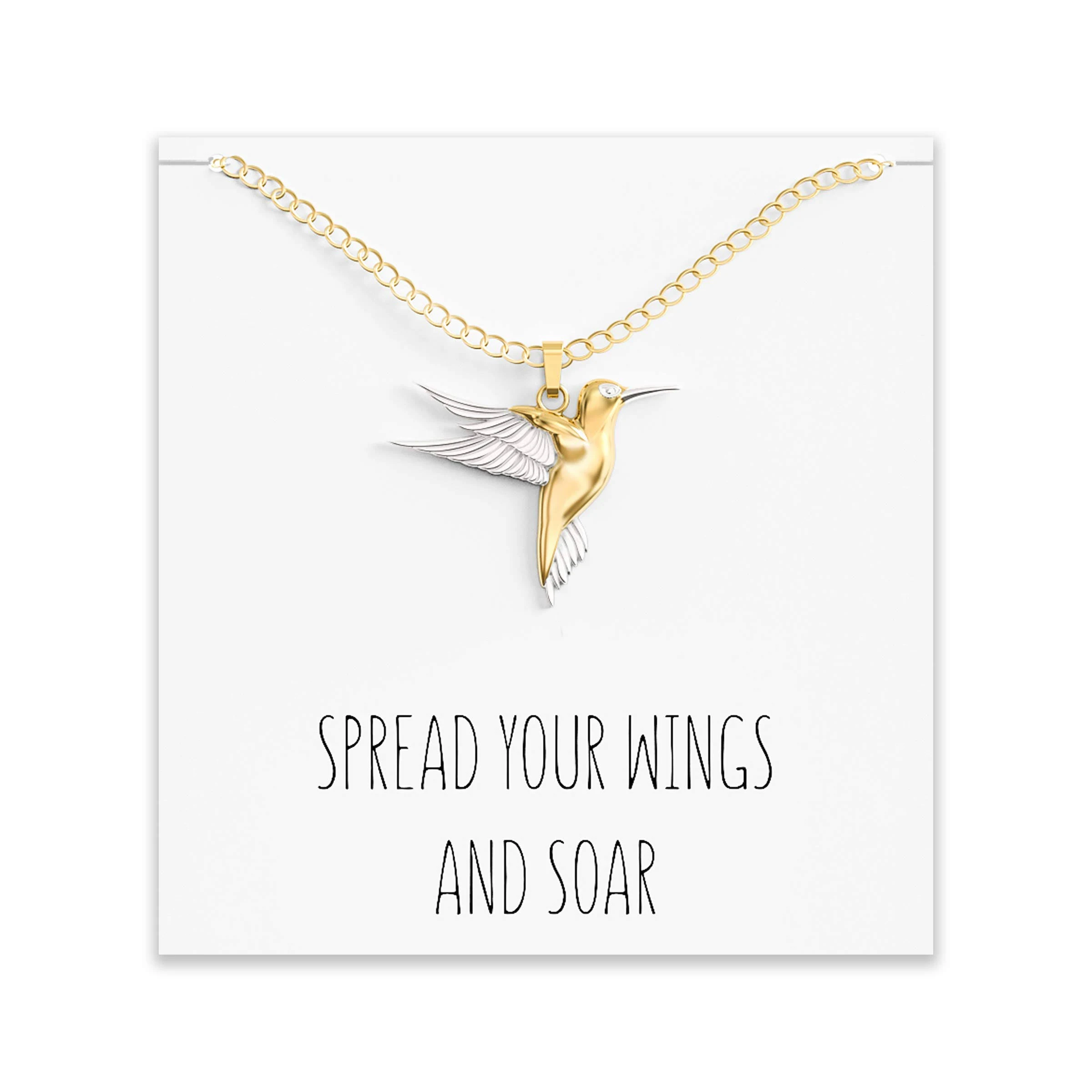 Happy Kisses Hummingbird Necklace Gift – Cute Humming Bird Pendant – Charm ...