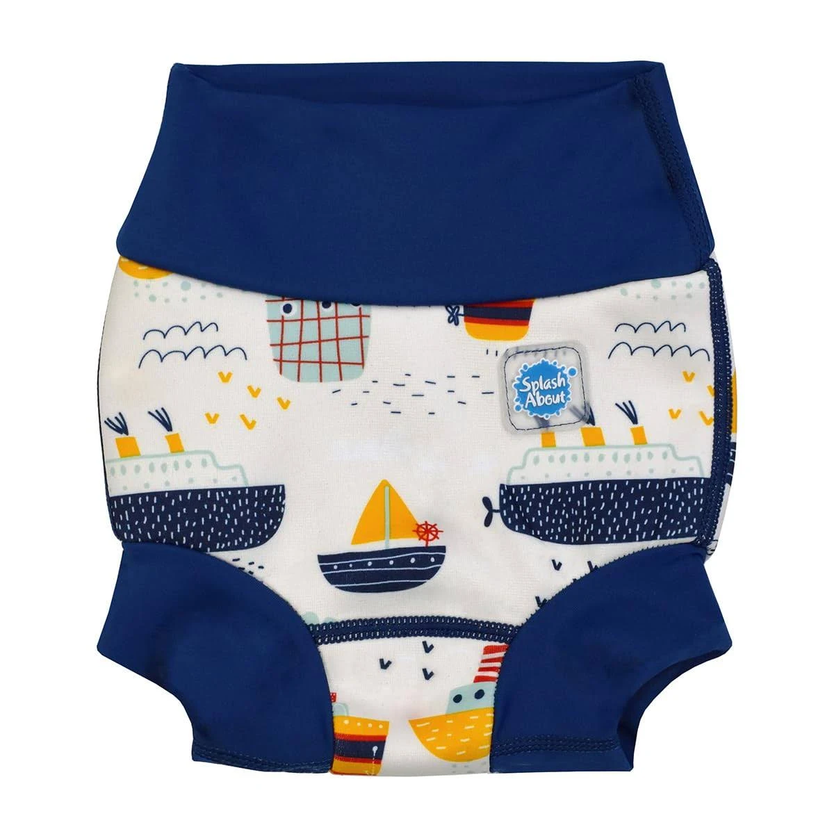 Splash About Happy Nappy Duo Reusable Swim Diaper with Silver Lining (Tug Boats, 4-5T)