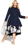 City Chic Women's Plus Size Hi Lo Frill Coat