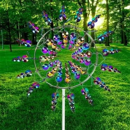 NEW Magical Wind Powered Kinetic Windmill Metal Sculpture Spinner Garden Unique