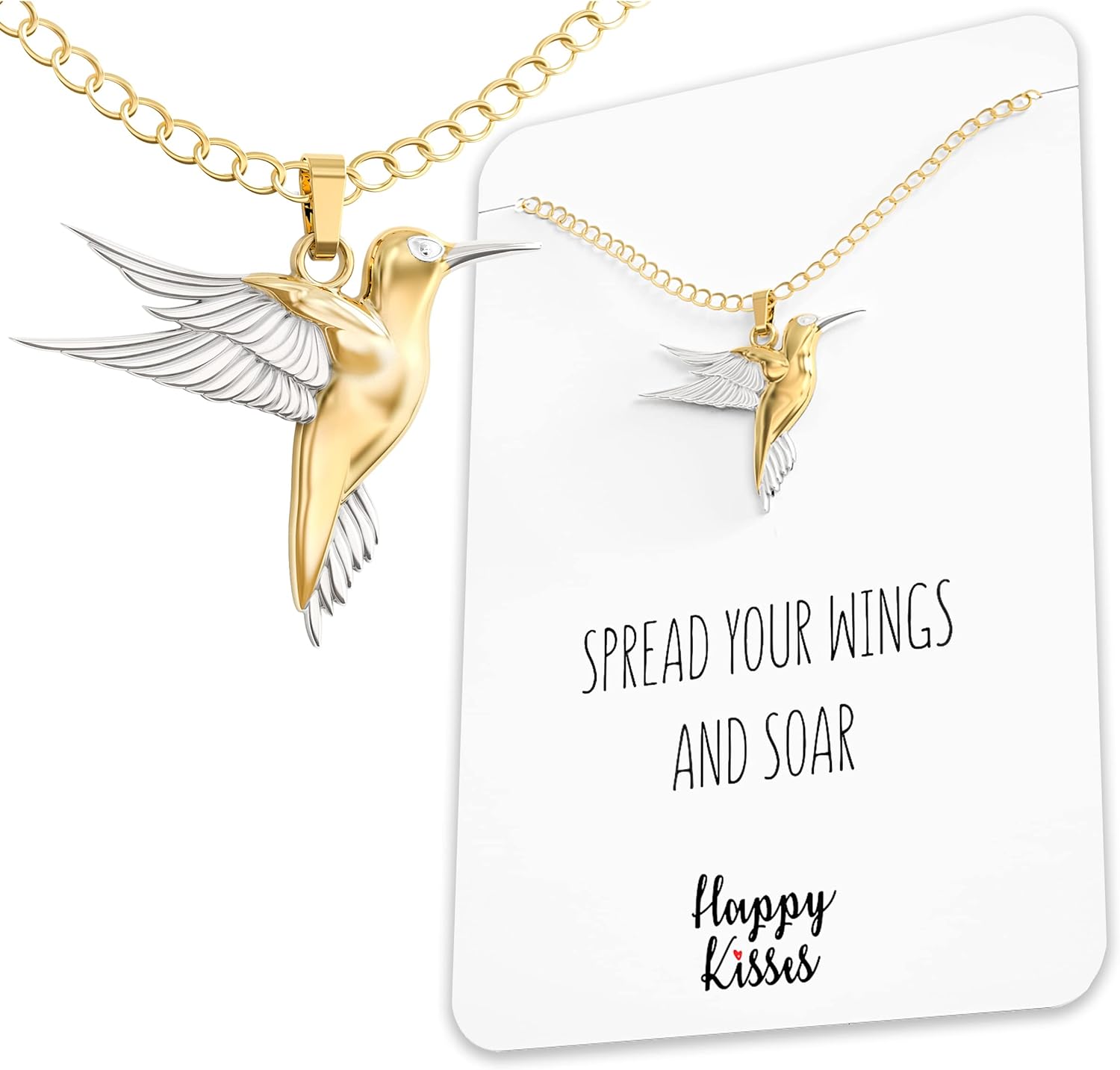 Happy Kisses Hummingbird Necklace Gift – Cute Humming Bird Pendant – Charm ...