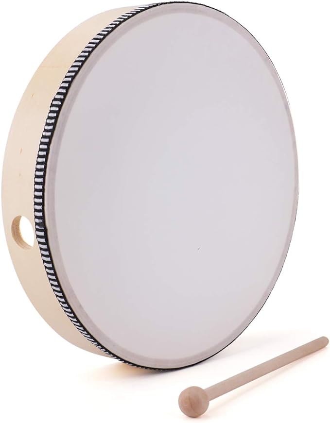 10 Inch Hand Drum Music Percussion Wood Frame Drum with Beater