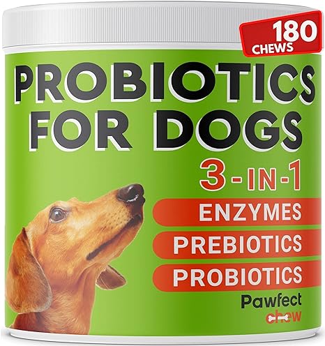 PAWFECTCHEW Probiotics for Dogs - Chewable Probiotics Chews + Digestive Enzymes ...