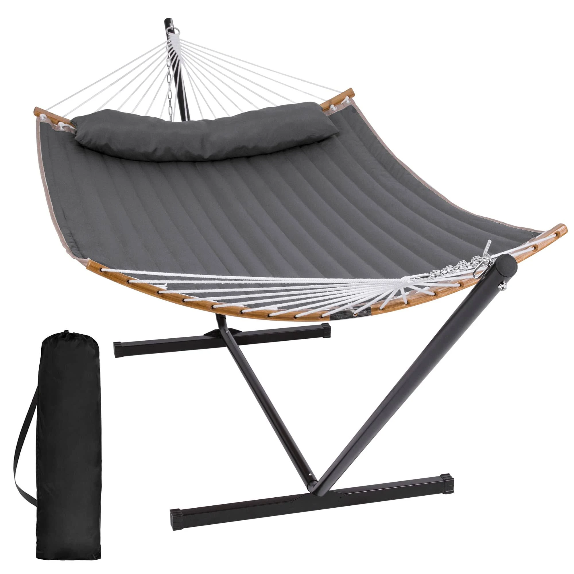 SUNCREAT Portable Hammock with Stand Included, Double Hammock with Curved ...