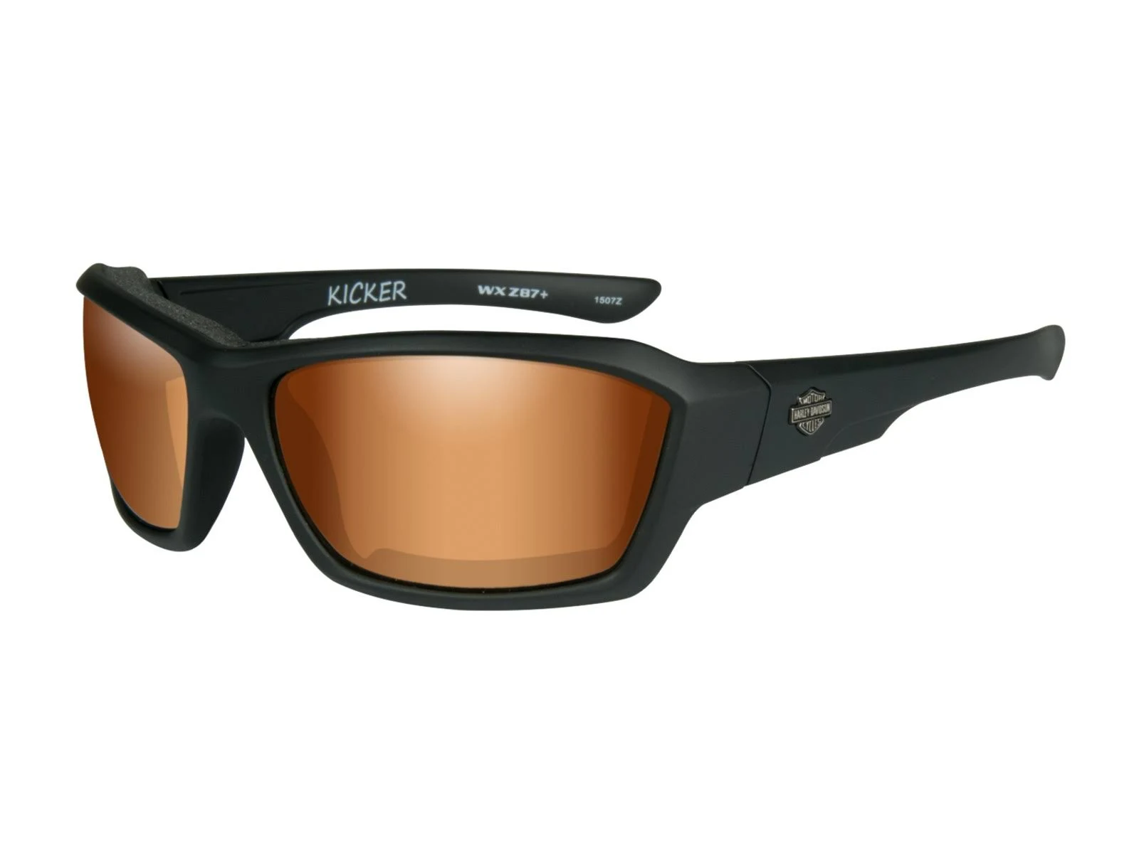 Harley-Davidson Men's Kicker Sunglasses Bronze Flash Lens, Black Frame HAKIC06